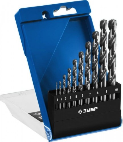 Набор сверл по металлу ЗУБР ПРОФ 10шт. (1-10мм) 29625-H10