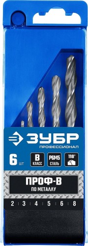 Набор сверл по металлу ЗУБР ПРОФЕССИОНАЛ 6шт(2-8мм), сталь р6м5, класс в 29621-H6 - изображение 3