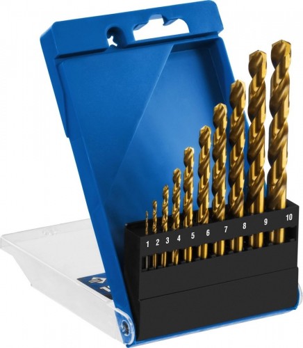 Набор сверл по металлу ЗУБР ПРОФЕССИОНАЛ титан 10шт(1-10мм), сталь р6м5, класс а, титиновое 29615-H10