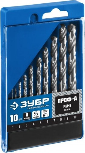 Набор сверл по металлу ЗУБР ПРОФ 10шт. (1-10мм) 29625-H10 - изображение 2