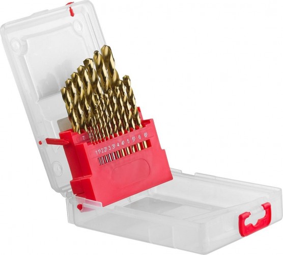 Набор сверл по металлу ЗУБР ПРОФЕССИОНАЛ титан 19шт(1-10мм), сталь р6м5, класс а, титиновое 29617-H19_z01