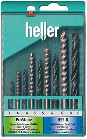 Набор сверл универсальных HELLER  комбинированный hss металл/камень (9 пр.) TD17742