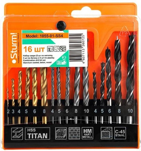 Набор сверл универсальных Sturm 1055-01-SS4 6шт. (металл, бетон, дерево) - изображение 2