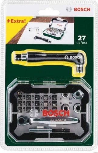 Набор сверл универсальный BOSCH Promobasket-27 бита с трещеткой + угловая отвертка 2607017392 - изображение 2