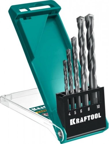 Набор сверл универсальный KRAFTOOL HARD 5 шт. (4, 5, 6, 8, 10 мм) по твердым материалам 29177-H5
