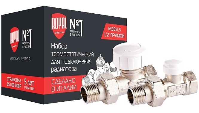 Набор термостатический прямой ROYAL THERMO 1/2" М30х1,5 RTE 07.013, НС-1442893 НС-1442893