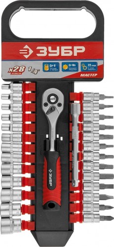 Набор торцевых головок 1/4 ЗУБР "МАСТЕР" 28 предметов 27645-H28 27645-H28_z01