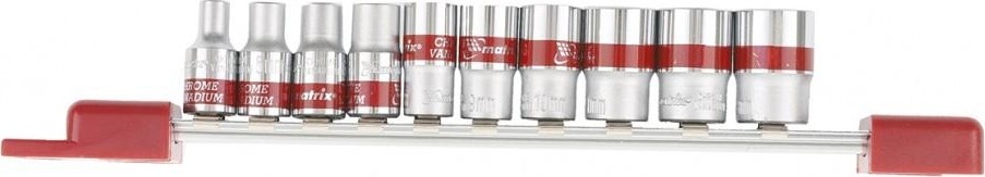 Набор торцевых головок 6 гранных, 1/4" MATRIX 4-13 мм crv, 10 предметов, 13559 13559