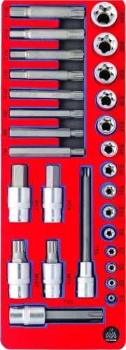 Набор торцевых головок и насадок в лотке МАСТАК 5-03428 28 предметов