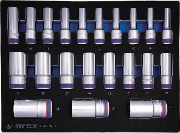 Набор торцевых головок KING TONY 21 предмет ложемент 9-4221MRV 9-4221MRV