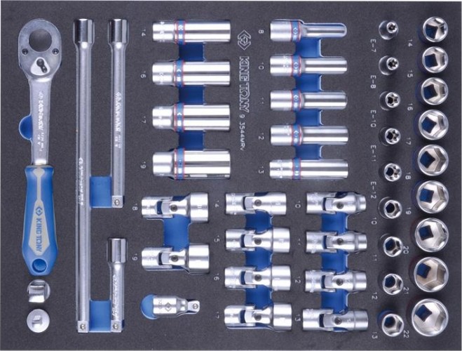 Набор торцевых головок с принадлежностями KING TONY 44 предмета ложемент 9-3544MRV 9-3544MRV