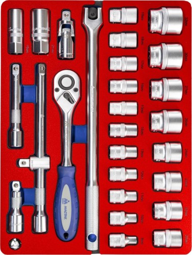 Набор торцевых головок в лотке МАСТАК 5-004228 28 предметов