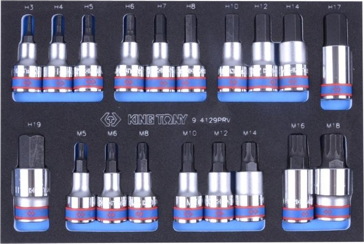 Набор торцевых насадок HEX и SPLINE KING TONY 19 предметов ложемент 9-4129PRV 9-4129PRV