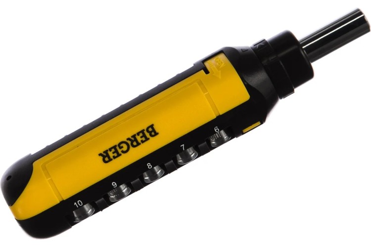 Набор трещоточная отвертка BERGER BG1073 15 в 1 с битами и головками 15 пр.