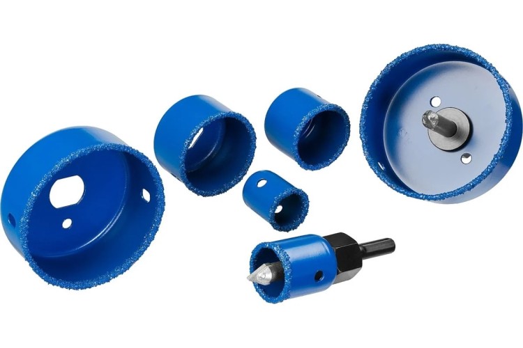 Набор твердосплавных коронок ЗУБР ПРОФЕССИОНАЛ 6 d 22, 28, 35, 44, 68, 73 мм 33360-H6_z01 - изображение 4