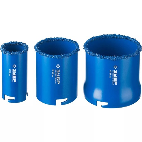 Набор твердосплавных коронок ЗУБР ПРОФЕССИОНАЛ c карбид-вольфрамовым нанесением, 5 пр. 33350-H5 - изображение 2