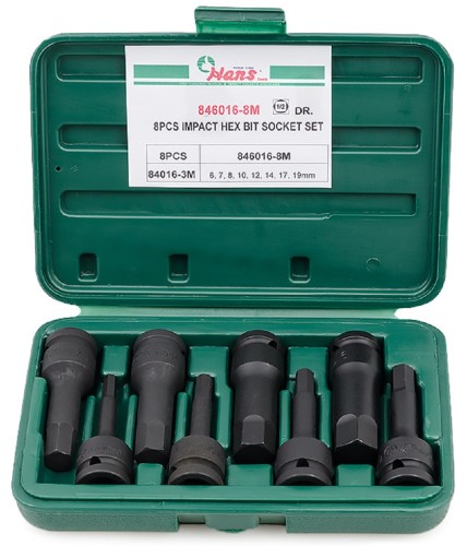Набор ударных головок 1/2" HANS 846016-8M шестигранных