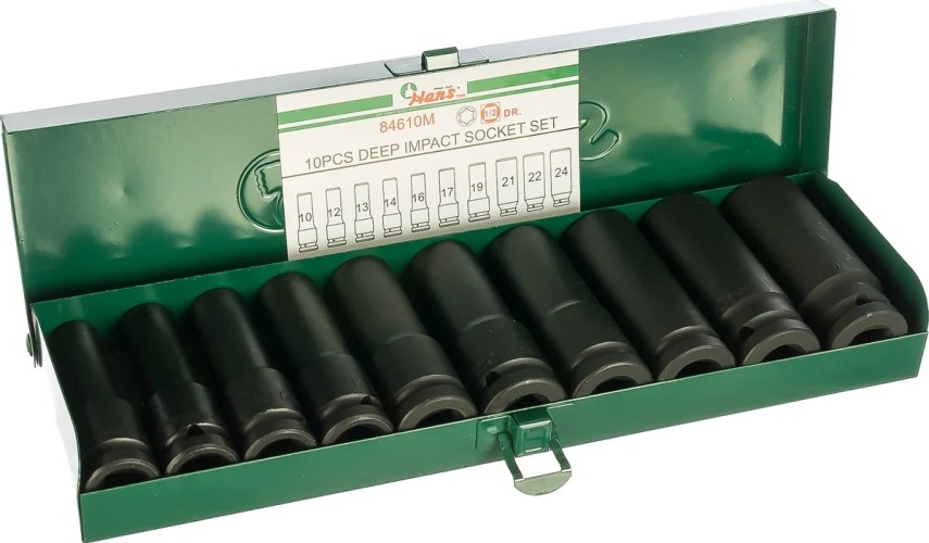 Набор ударных головок 1/2" HANS 84610M длинных 10-24