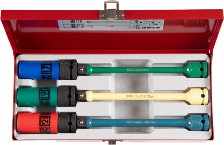 Набор ударных головок 1/2" KING TONY 44906MP и торсионных удлинителей, 17, 19, 21 мм