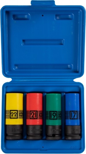 Набор ударных головок 1/2" KING TONY 44904MP02 глубоких 6-ти гранные, 17, 19, 21, 22 мм