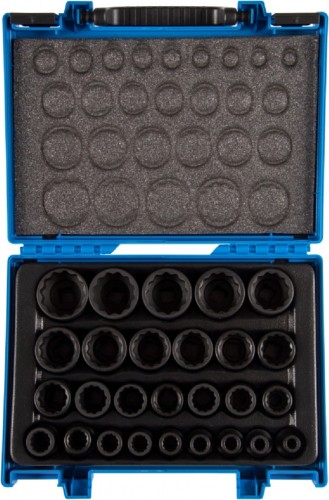 Набор ударных головок 1/2" KING TONY 4827MP 12-ти гранные, 8-36 мм, 27 пр.