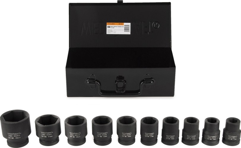 Набор ударных головок 3/4" WiederKraft WDK-760 17-46 мм, 10 предметов в0000126252
