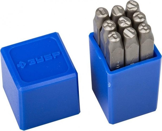 Набор ударных клейм ЗУБР ПРОФЕССИОНАЛ цифровые арабские, шрифт 5мм 21501-05_z01