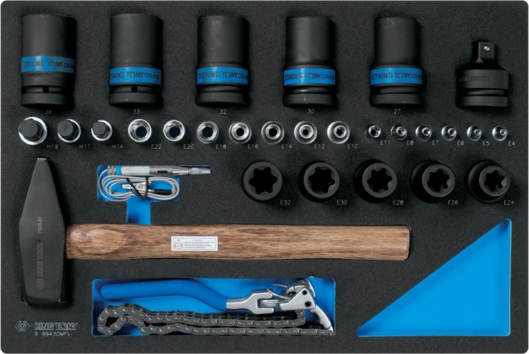 Набор ударных торцевых головок с принадлежностями KING TONY 30 предметов ложемент 9-99430MFV 9-99430MFV