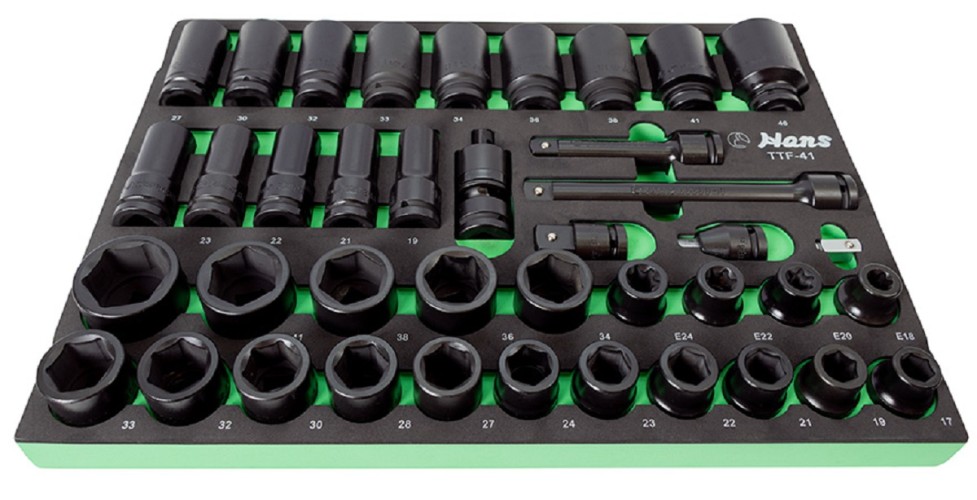 Набор ударных торцевых головок и аксессуаров 3/4" HANS TTF-41 (17-46 мм) 40 предметов