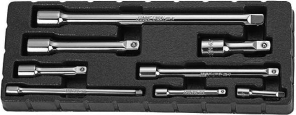 Набор удлинителей JONNESWAY S28H08S 1/4", 3/8", 1/2"DR, 50-250 мм, 8 предметов 047298