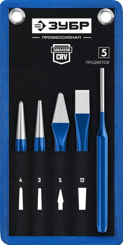 Набор зубил и кернеров ЗУБР Профессионал, 21070-H5 в чехле, 5 предметов 21070-H5