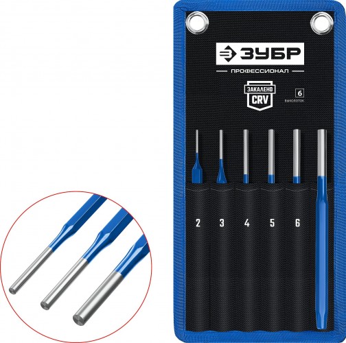 Набор зубил и выколоток ЗУБР Профессионал, 21070-H6 в чехле, 6 предметов 21070-H6 - изображение 2