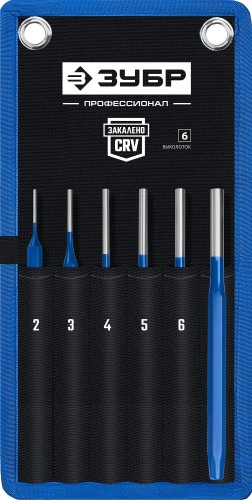 Набор зубил и выколоток ЗУБР Профессионал, 21070-H6 в чехле, 6 предметов 21070-H6