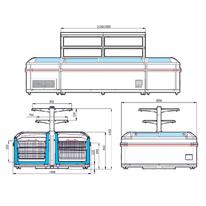 Надстройка двухуровневая односторонняя 2100 без подсветки полок НДО-210 для ларя-бонеты London Б/У - изображение 2