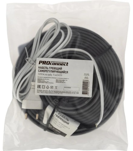 Нагревательный кабель Proconnect 51-0244 саморегулирующ.16Вт/м, на трубу, 15м/240Вт, б/экр - изображение 3