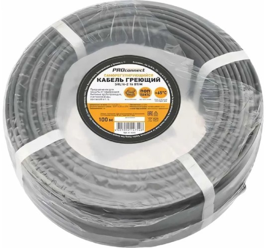 Нагревательный кабель Proconnect SRL16-2 саморегулирующийся неэкранированный, 16Вт/м, 100м 51-0211 - изображение 2