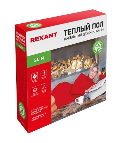Нагревательный кабель REXANT Slim RNB -30-550 тонкий кабель под плитку, двухжильный, 30м 51-0503-3