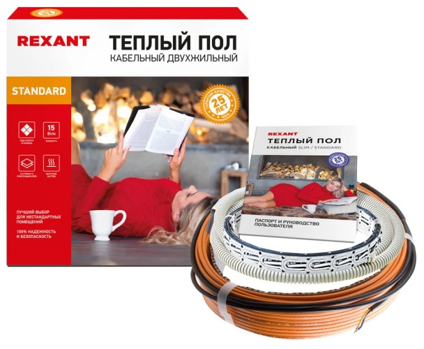 Нагревательный кабель REXANT Standard RND -50-750 (в стяжку) двухжильный 51-0516-3