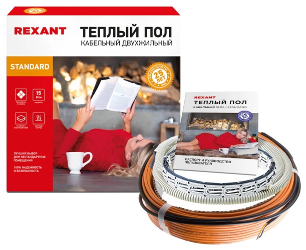 Нагревательный кабель REXANT Standard RND -120-1800 (в стяжку) двухжильный 51-0520-3