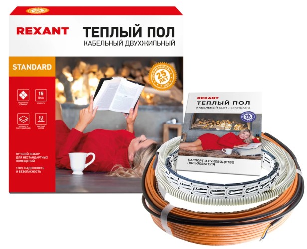 Нагревательный кабель REXANT Standard RND -160-2400 (в стяжку) двухжильный 51-0522-3