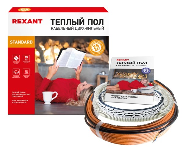 Нагревательный кабель REXANT Standard RND -40-600 (в стяжку) двухжильный 51-0515-3