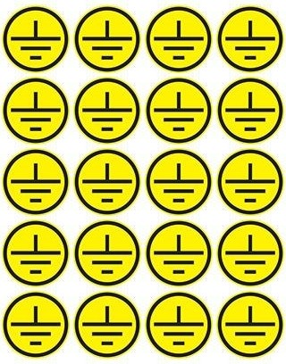 Наклейка REXANT 56-0010 ( уп 100 шт ) «Заземление» d-20 мм  56-0010