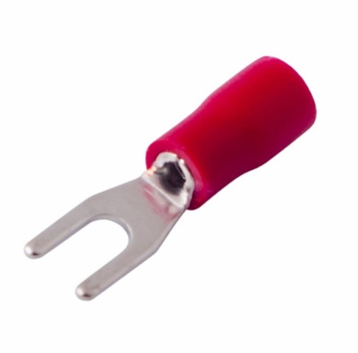 Наконечник REXANT 08-0111 ( уп 100 шт ) вилочный изолированный 3.2 мм 0.5-1.5 мм² красный 08-0111