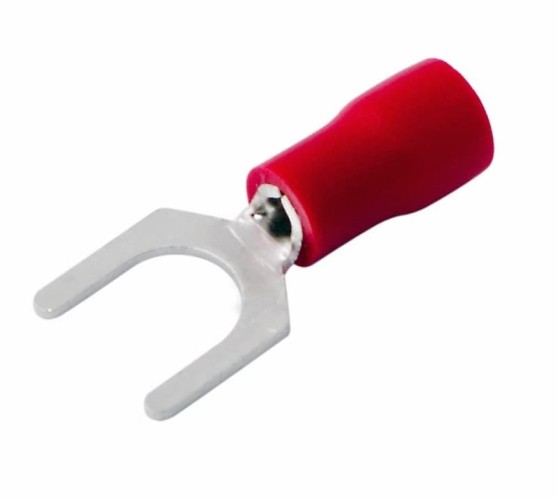 Наконечник REXANT 08-0113 ( уп 100 шт ) вилочный изолированный 5.3 мм 0.5-1.5 мм² красный 08-0113