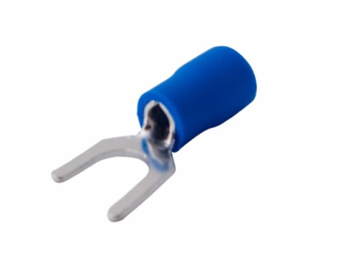 Наконечник REXANT 08-0134 ( уп 100 шт ) вилочный изолированный 6.5 мм 1.5-2.5 мм² синий 08-0134