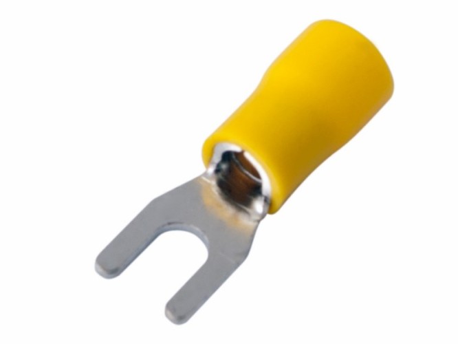 Наконечник REXANT 08-0151 ( уп 100 шт ) вилочный изолированный 4.3 мм 4-6 мм² желтый 08-0151