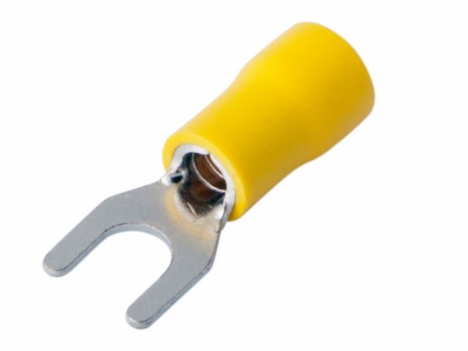 Наконечник REXANT 08-0152 ( уп 100 шт ) вилочный изолированный 5.3 мм 4-6 мм² желтый 08-0152