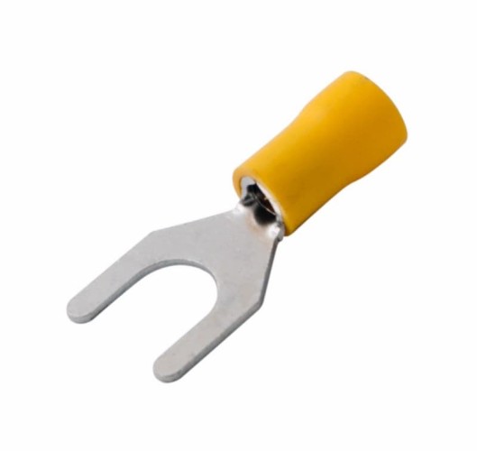 Наконечник REXANT 08-0154 ( уп 100 шт ) вилочный изолированный 8.4 мм 4-6 мм² желтый 08-0154