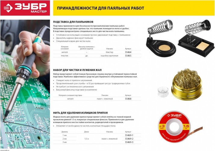 Нить для удаления припоя ЗУБР Мастер излишков, 1ммх1.5м 55469-1 - изображение 3