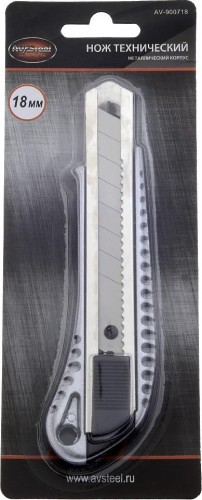 Нож алюминиевый корпус 18 мм AV Steel AV-900718